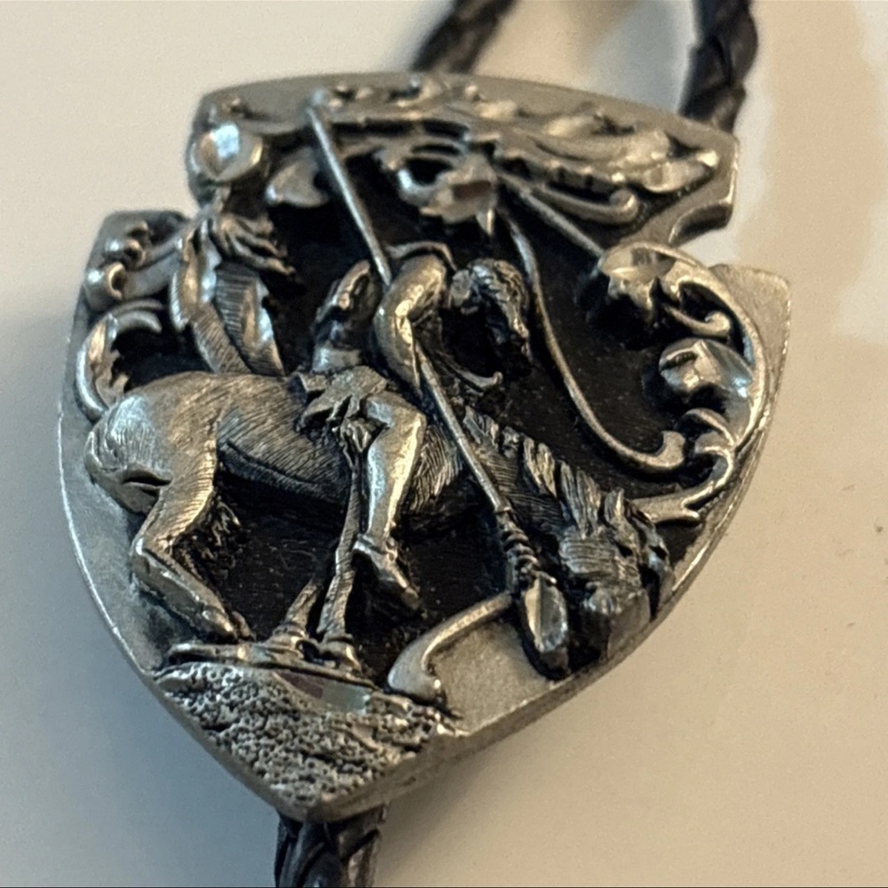 End of Trail Horse Bolo Tie Adjustable 36 inch Cord Antique Silver Made in USA - Picture 7 of 12